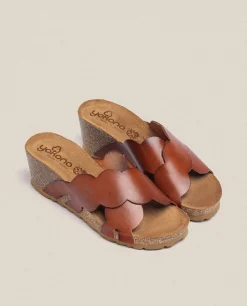 Cheap Yokono Sandalia Cuña Cadiz 300 Marrón